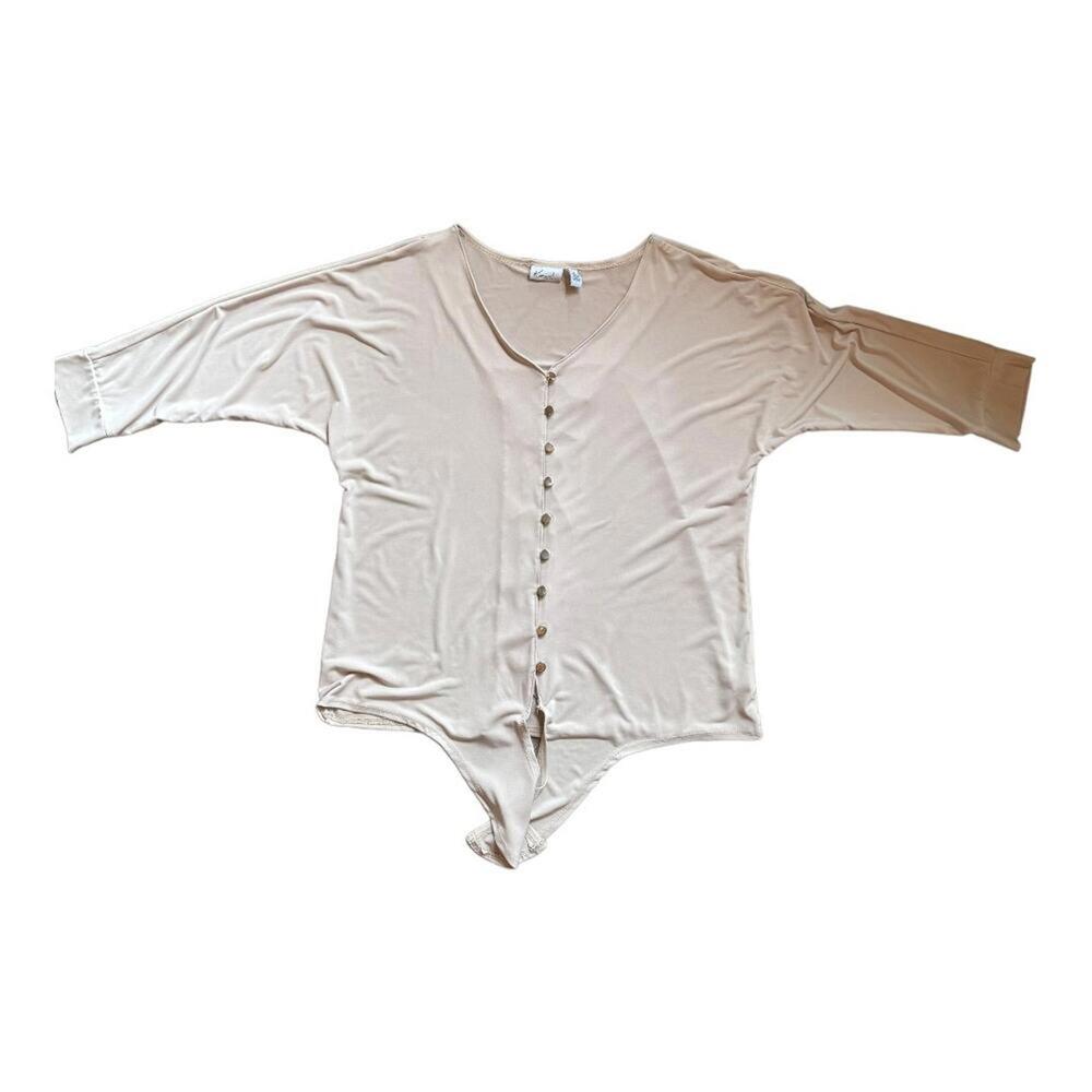 Kim Rogers | Women's Taupe 3/4 Sleeve Blouse | Size Medium | 0956
